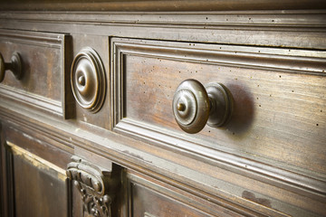 Detail of an old knob turned wood - Old Tuscany furniture - Italy
