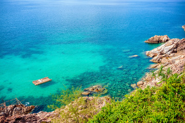 Blue lagoon with turquoise sea water . Seascape. Koh Phangan, Thailand