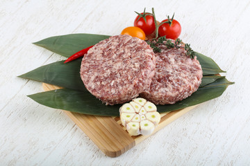 Raw burger cutlet