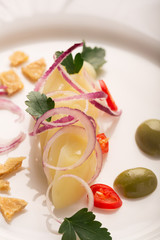 Potato salad with red onion