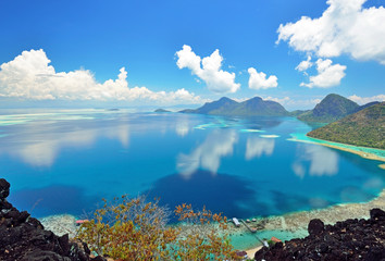 Scenic view from above taken from Bohey Dulang view point in Sabah Borneo, Malaysia.