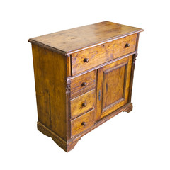 Old italian wooden dresser on white background