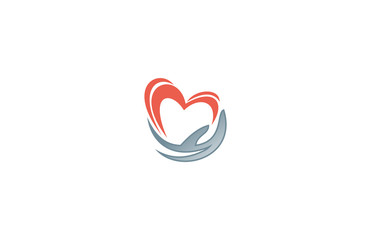heart love hand logo