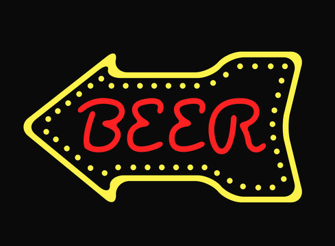 Neon bar cocktail pub sign glowing street illuminated symbol vector illustration.