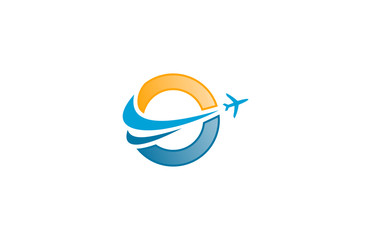 world travel air plane globe logo