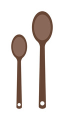 Vector wooden two spoon silhouette set dinner utensil kitchen object.