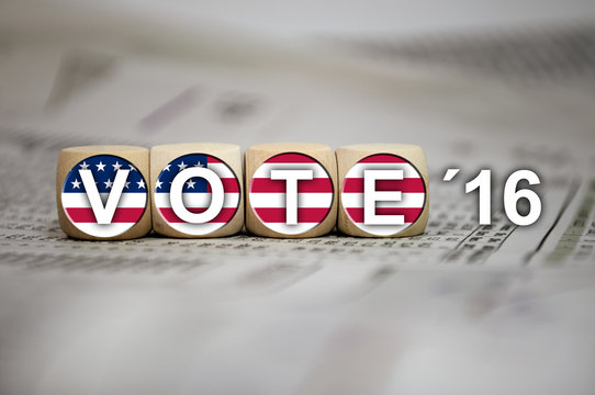 Würfel mit Präsidentenwahl 2016 USA, election, vote
