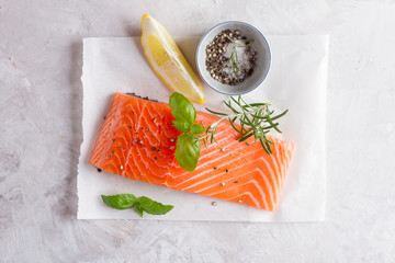 Delicious portion of fresh salmon fillet