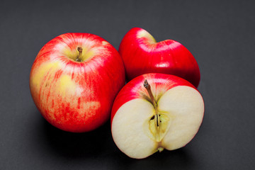red apple isolated on a black background