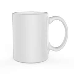 White mug template isolated on white background.