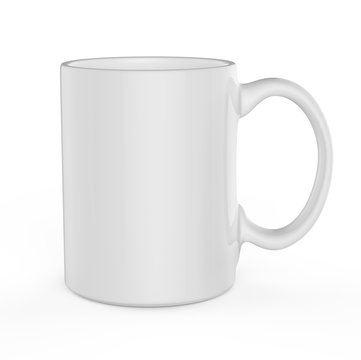 White mug template isolated on white background.