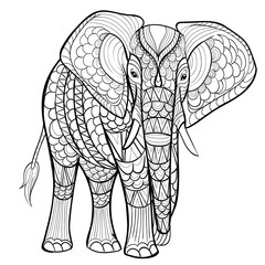 Fototapeta premium Hand drawn ink pattern. Coloring book for adult