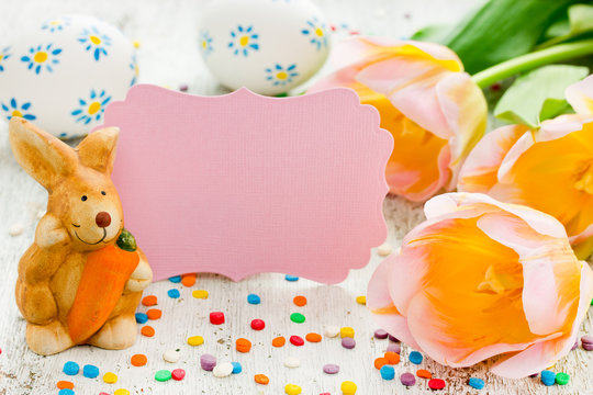 Beautiful Easter background with blank greeting card
