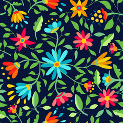 Fototapeta na wymiar Flower seamless pattern spring color background