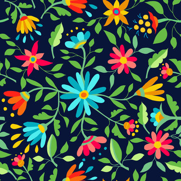 Flower seamless pattern spring color background