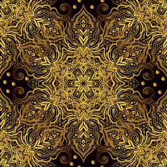 Seamless oriental ornament in the style of baroque. Traditional classic vector golden pattern