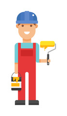 Obraz premium Serviceman builder professional and vector worker maintenance repair