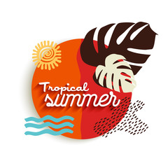Tropical summer art of paradise vacation elements