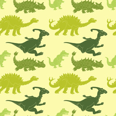Vector illustration of a seamless repeating pattern of dinosaurs