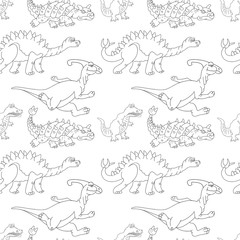 Vector illustration of a seamless repeating pattern of dinosaurs