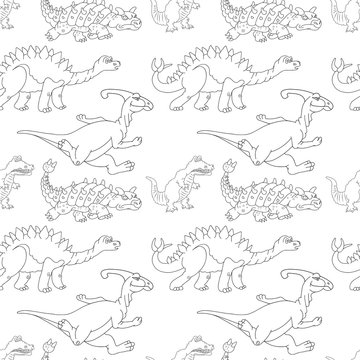 Vector illustration of a seamless repeating pattern of dinosaurs