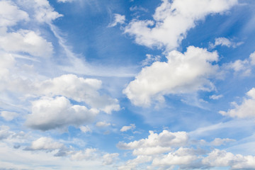 Naklejka na ściany i meble Aerial blue sky and white clouds background