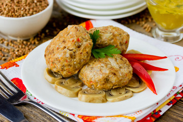 Zrazy cutlets with buckwheat. Traditional Russian cuisine