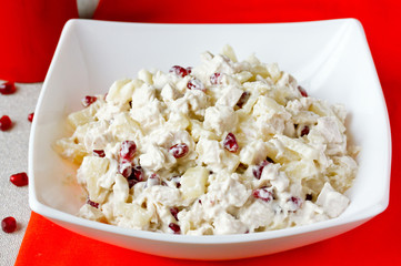 Chicken salad with pineapple and pomegranate
