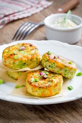 Vegetable pancakes with broccoli, cabbage, vegetarian summer