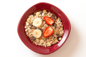 Muesli breakfast bowl isolated