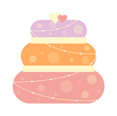 Chocolate cream brownie cake topped pie isolated with white slice and cream flowers decorated vector.