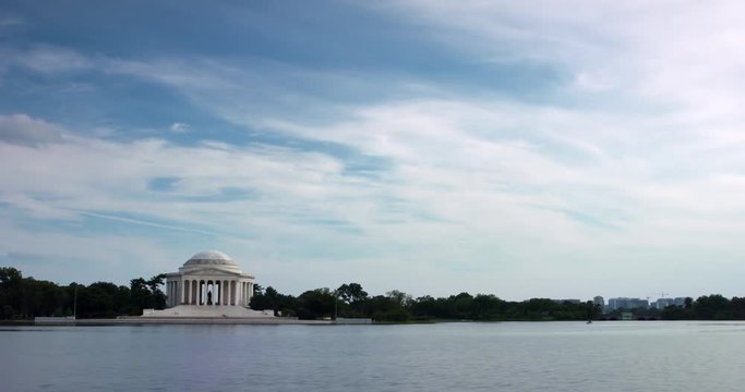 Jefferson Memorial Time Lapse From Across Tidal Basin Washington DC with clouds