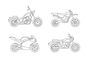 Motorcycle line icons set.
