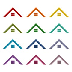 Home roof icons set 