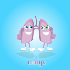 Lungs Smiling Cartoon Character Icon Banner