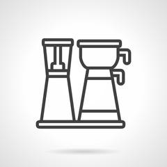 Coffee maker with pot black line vector icon