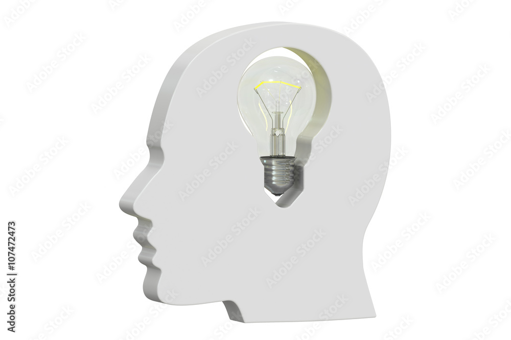 Poster idea concept with human head. 3d rendering