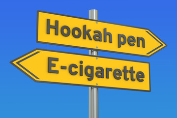 Fototapeta premium hookah pen vs e-cigarette, 3D rendering