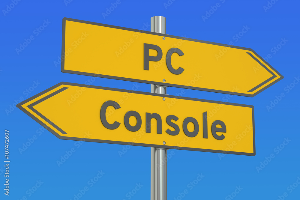 Poster pc vs console concept, 3d rendering