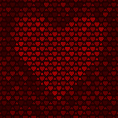 Seamless pattern with hearts on dark background