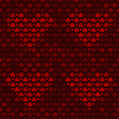 Seamless pattern with red hearts