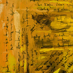 abstract painting with  imitation of  handwritten ancient