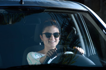 young girl driving car