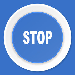 stop blue flat design modern web icon