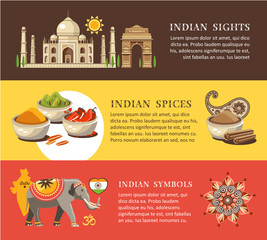 travel banners background India set
