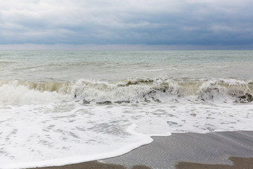 Black sea beach with waves, Russian, Sochi