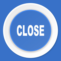 close blue flat design modern web icon