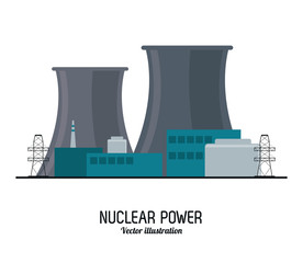 nuclear plant in colorful design, vector illustration