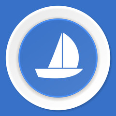 yacht blue flat design modern web icon