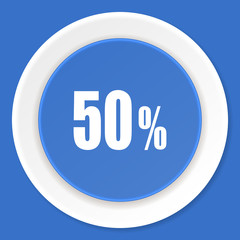 50 percent blue flat design modern web icon